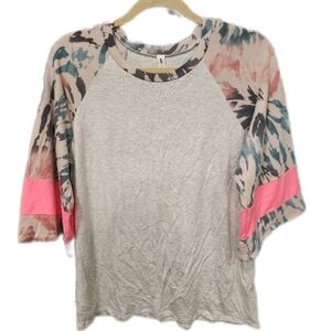 Vanilla Bay Medium Dolman Dropped Shoulder Modal Tie Dye Top Shirt Blouse Neon